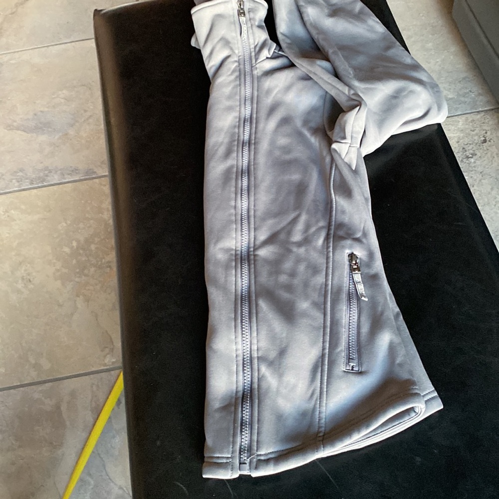 AERION Grey Cowl-Neck Jacket Asymmetrical Zipper Closure Size Medium